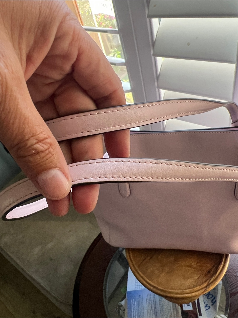 Kate Spade, Large, blush pink leather tote, EUC - Picture 6 of 13